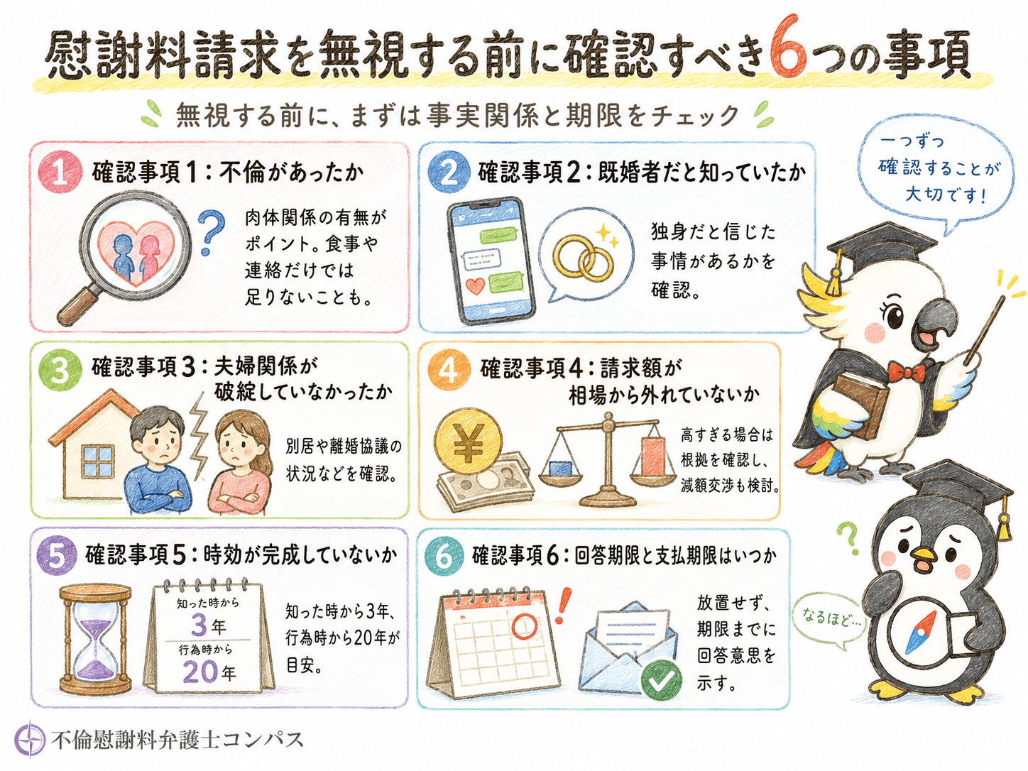 ３章　慰謝料請求を無視する前に確認すべき事項６つ